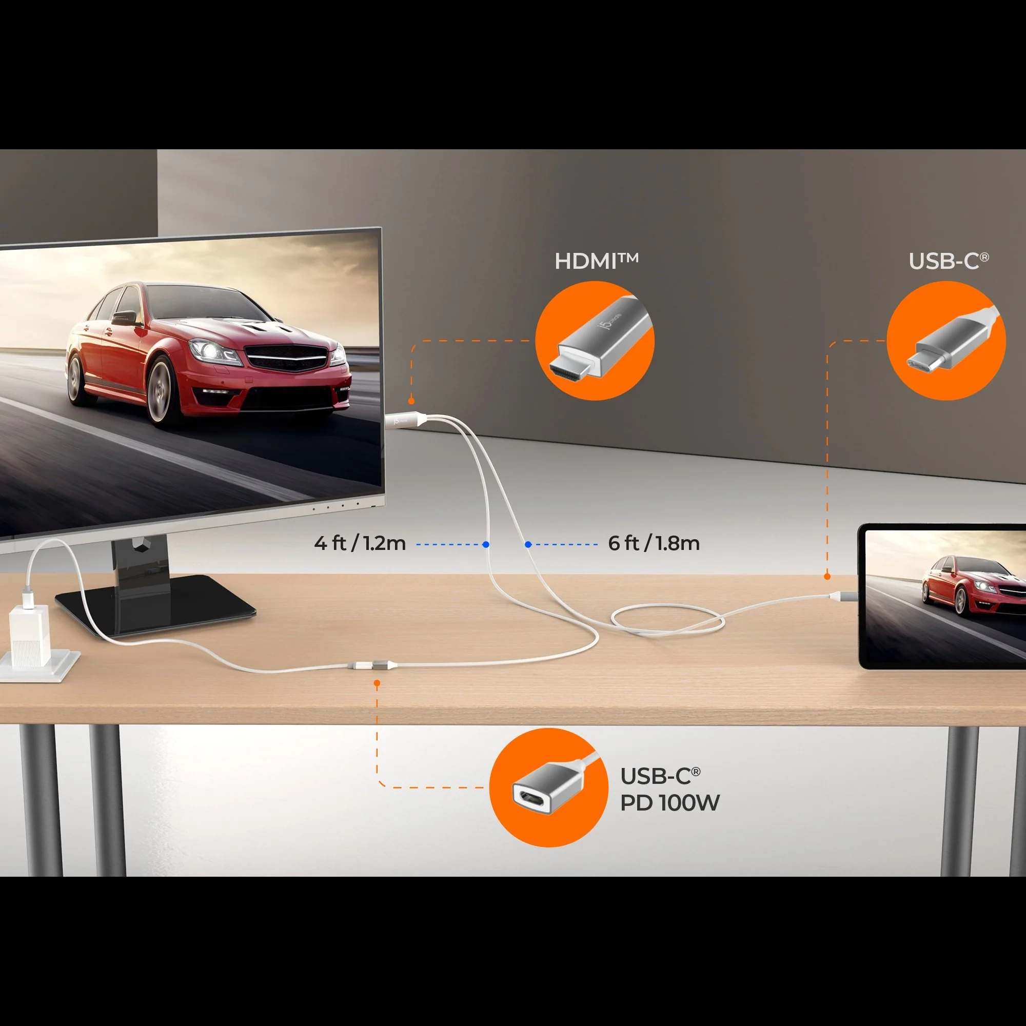 JCC155G USB-C® to 4K HDMI™ Cable With PD100W Pass-Through - Image 7