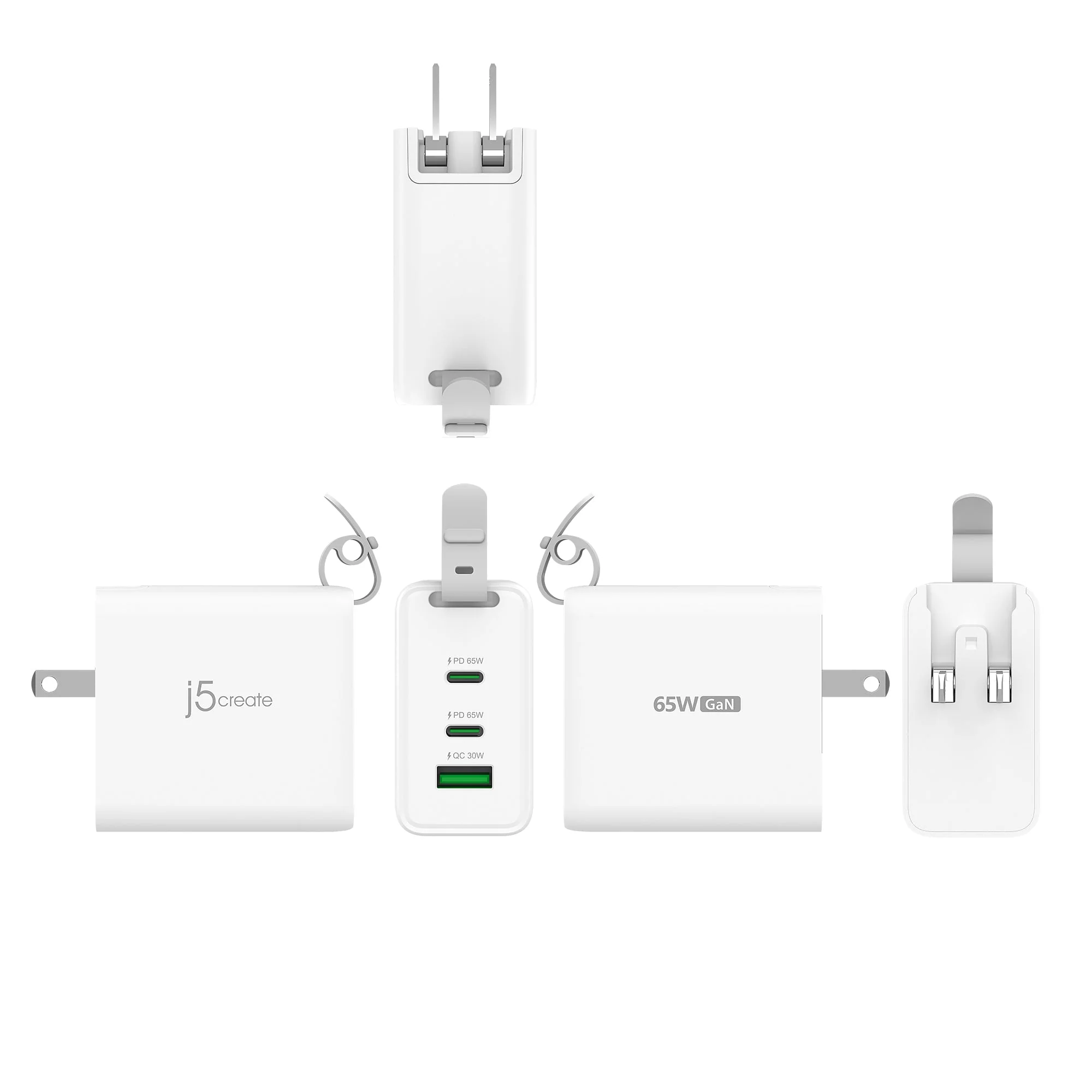 JUP3565CV 65W GaN USB-C® 3-Port Travel Charger with changeable AC plugs and USB-C® cable - Image 7
