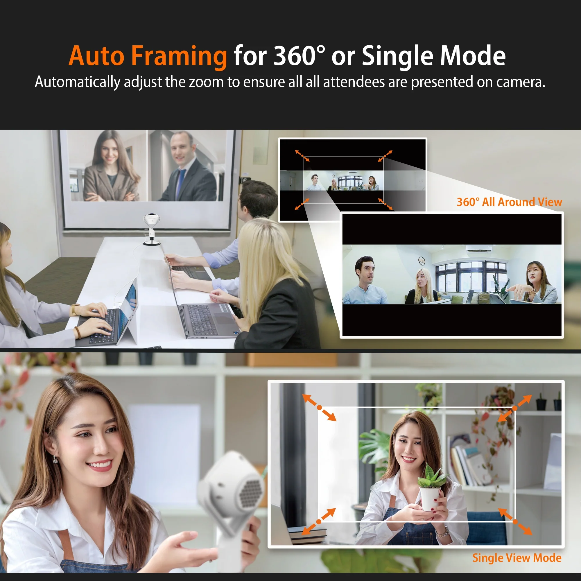 JVU368 360° AI-Powered Webcam with Speakerphone - Image 8